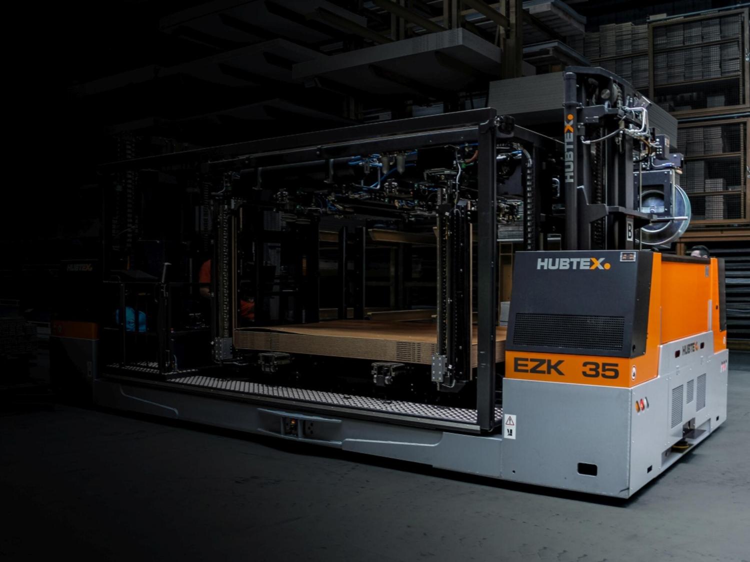 HUBTEX EZK 35 orderpicker met geïntegreerde handlingtechniek voor zware platen
